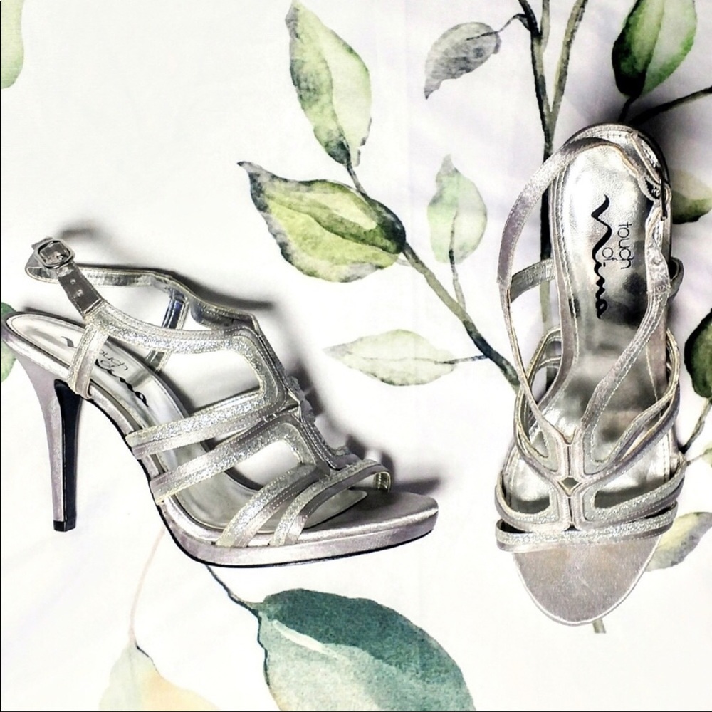 Nina Sparkly Strappy & Silver Stiletto sandal heel